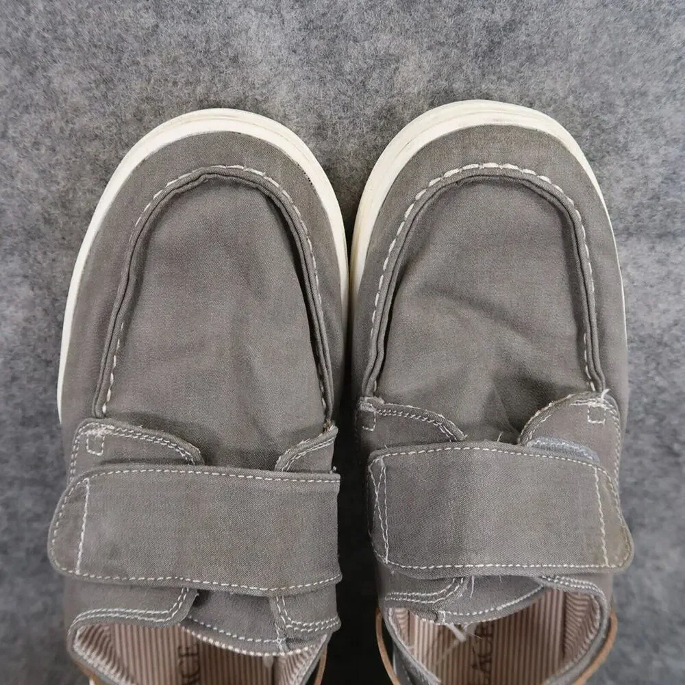 The Childrens Place Shoes Boys 6 Casual Chambray Boat Sneaker Grey Easy On Strap